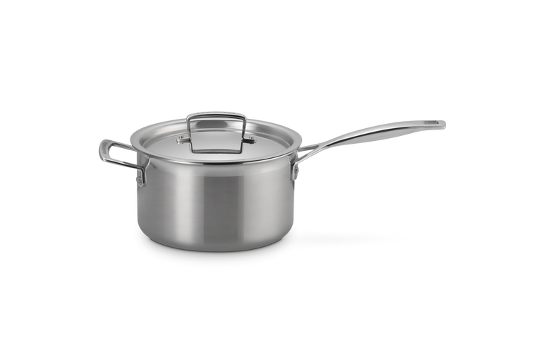 3-ply Stainless Steel Saucepan with Lid and Helper Handle