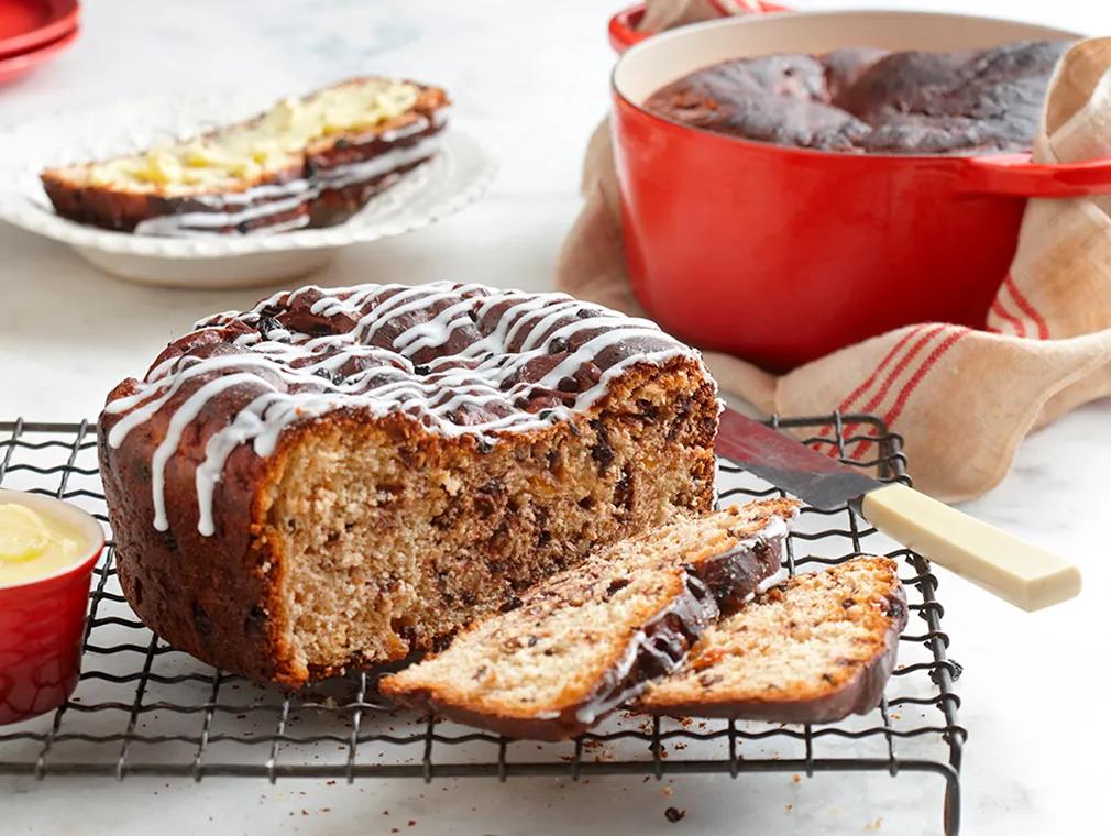 Choc-Chip Hot Cross Bun Pot Loaf