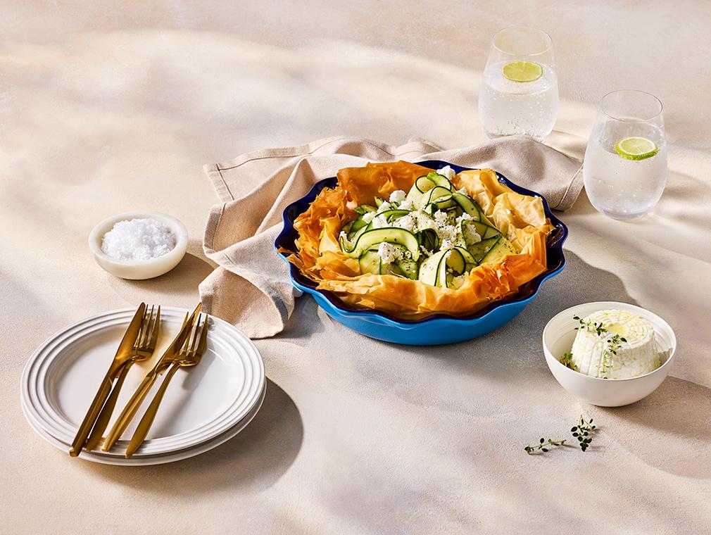 Zucchini, Goat Cheese and Ricotta Filo Tart