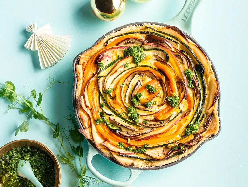 Summer Vegetable and Pesto Tart