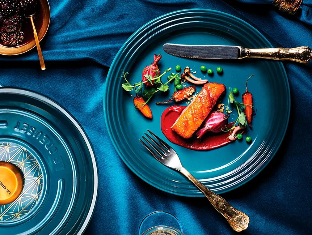 Crispy Blackberry Orange Duck Breasts With Cauliflower Puree