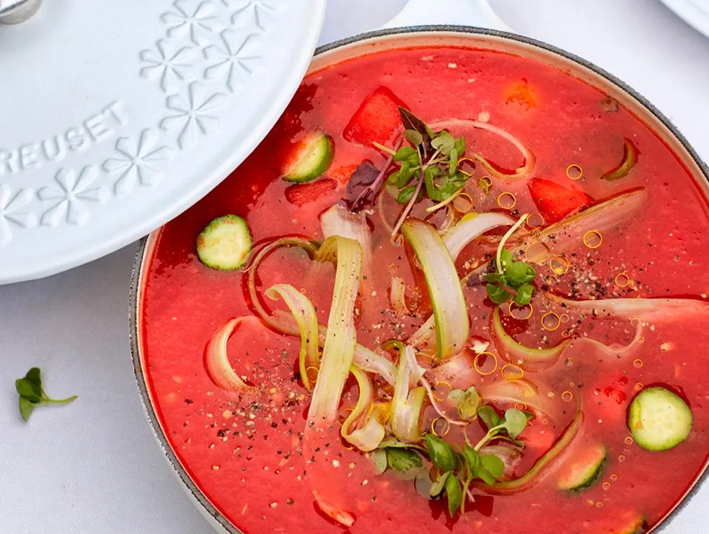 Watermelon and Roast Tomato Gazpacho