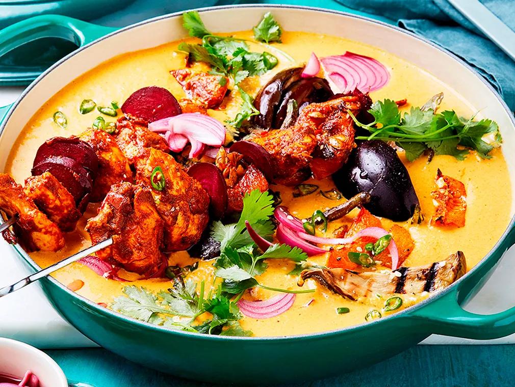 Tandoori-Style Chicken Skewers with Tikka Masala Curry