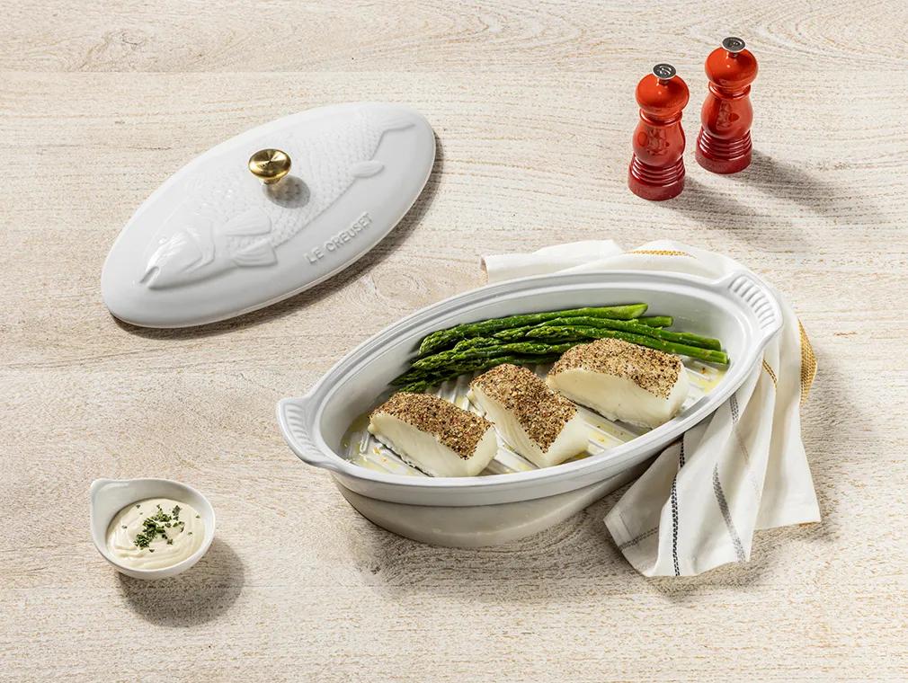 Rainbow Pepper Sea Bass with Lemongrass Cream